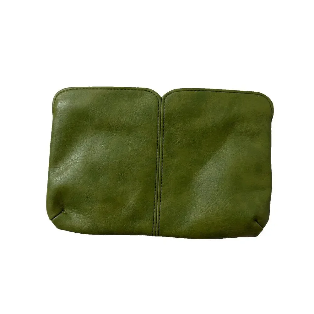 Chloe Parfum Faux Leather Cosmetic Makeup Bag Green Pouch Logo Double Zip Small